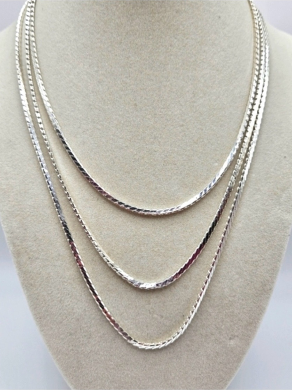 Jenny Bird Saraine Triple Strand Silver Plated Brass Chain Necklace